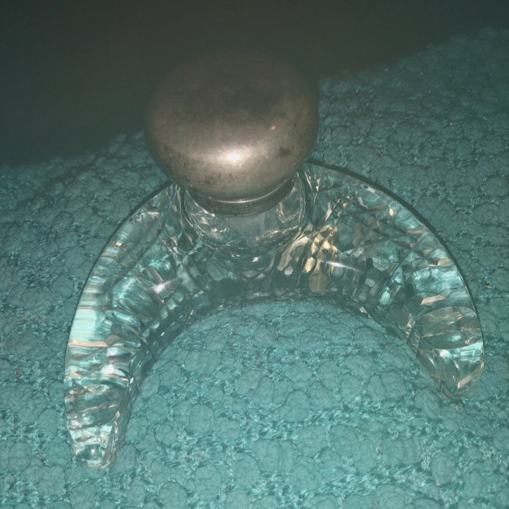 Antique crescent shaped ink well